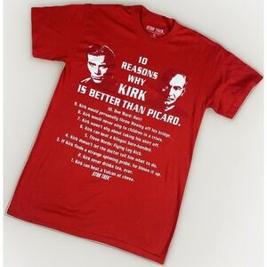 Star Trek Mens 10 Reasons Why Kirk is Better‎ Than Picard Funny Shirt NWOT Small